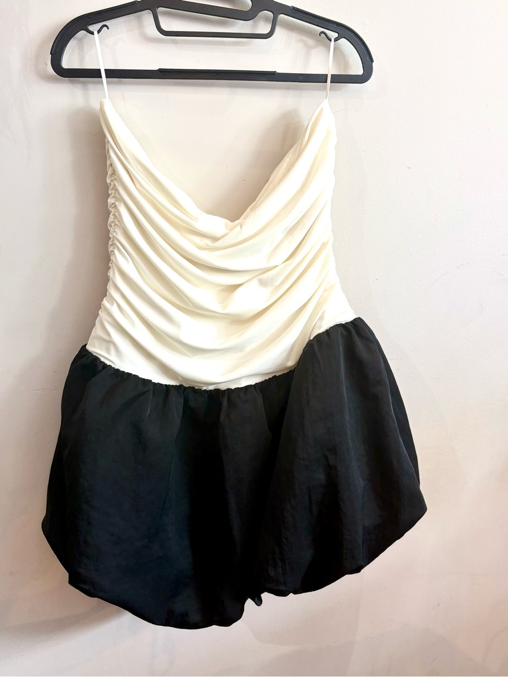 Strapless Two-Tone Cocktail Dress in Cream and Black